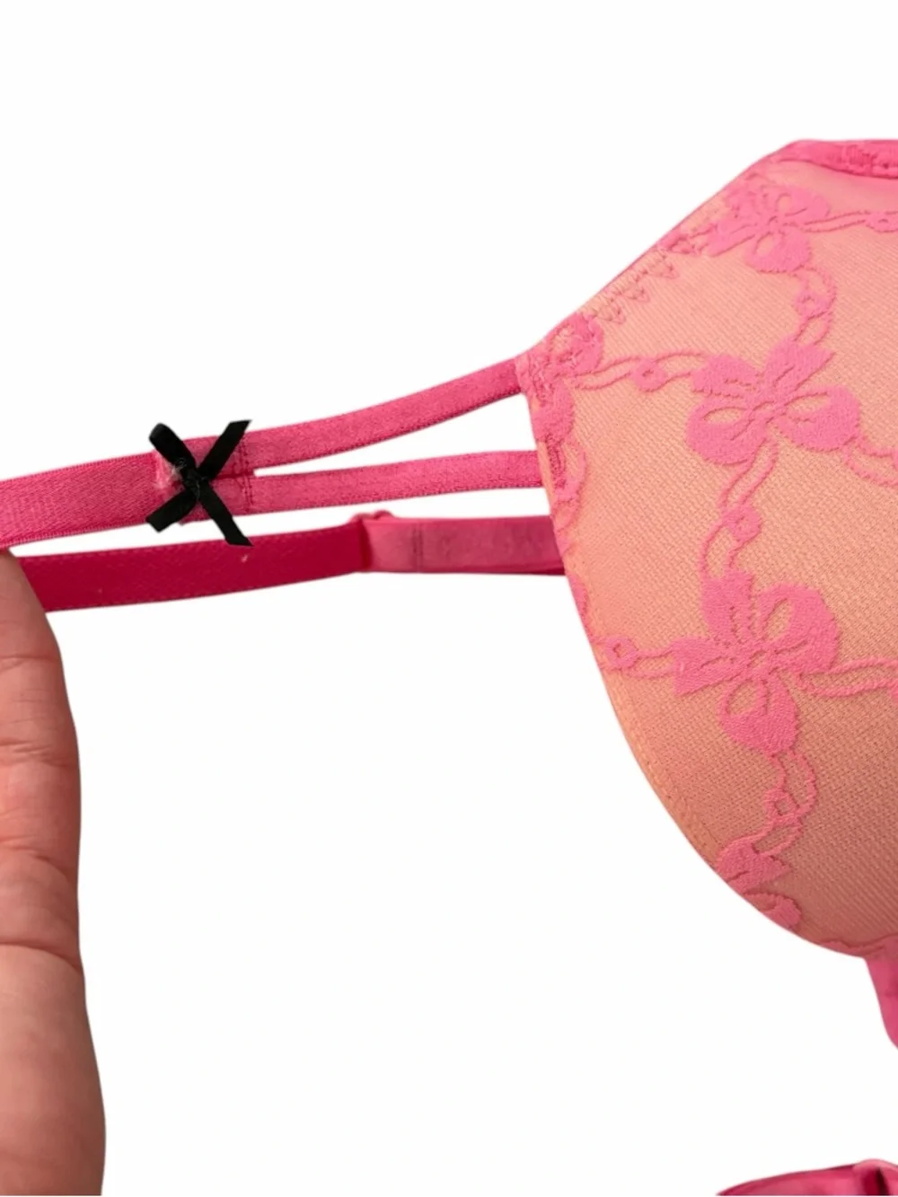 Betsey Johnson Hot Pink Lace Push-Up Bra - 34C - Picture 3 of 8